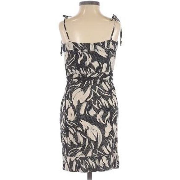 French Connection Printed Strapless Square Neck Dress Black Cream 2 - Picture 2 of 7